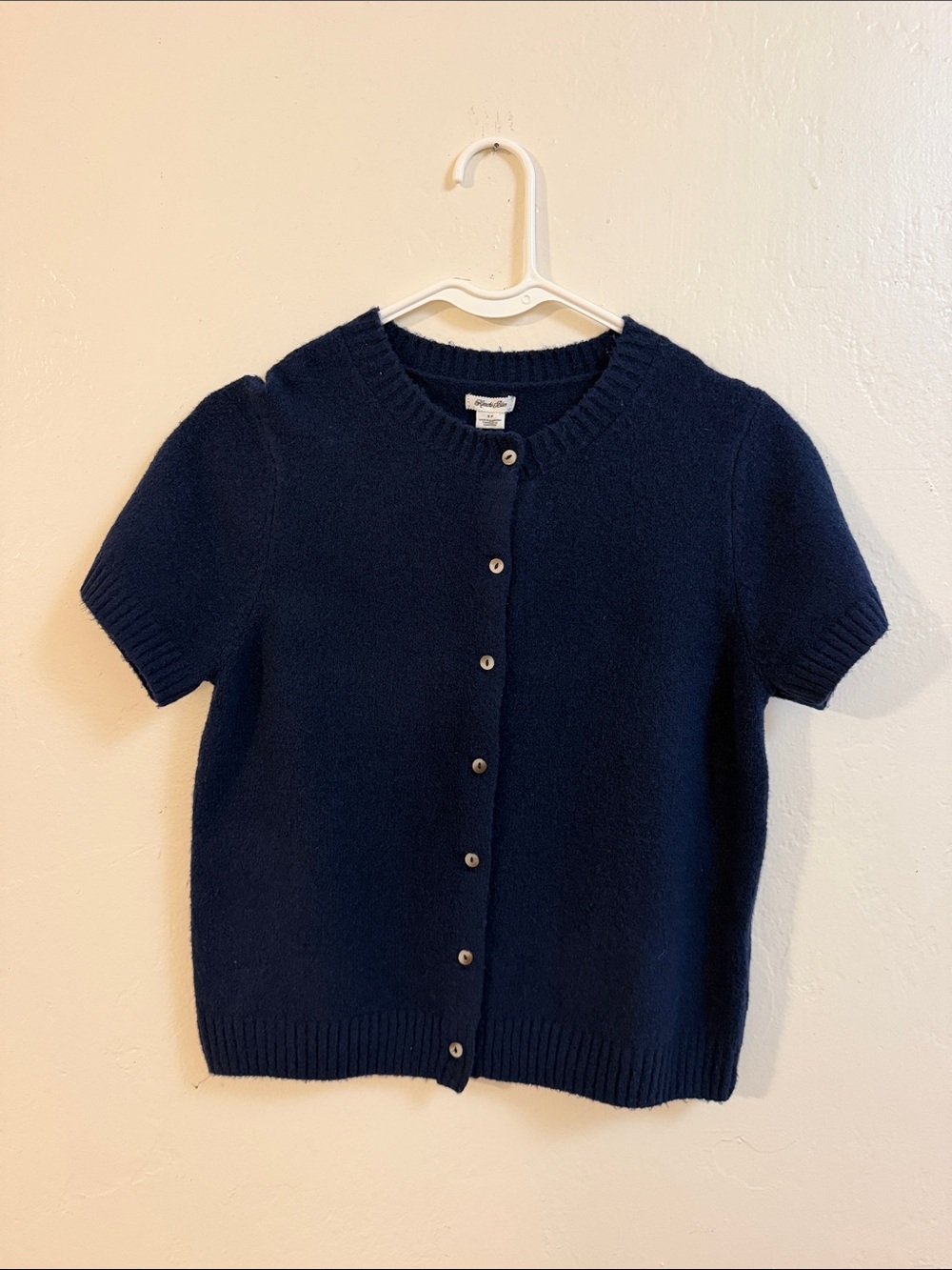 Kimchi Blue Navy Short-Sleeve Button-Up Sweater Cardigan